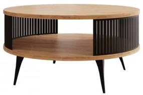 Kávésasztal ROENNI 44x75 cm fekete/arany tölgy