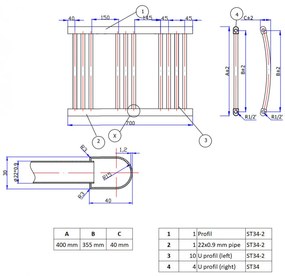Króm 400x700mm törölközőszárítós fürdőszobai radiátor Welland Lux | Készletről | Gyors kiszállítással