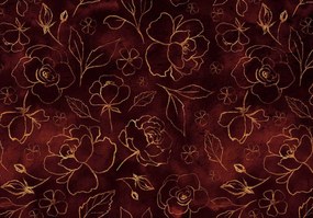 Fotótapéta - Arany virágok és levelek (152,5x104 cm)