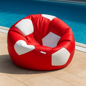 EMI focilabda mintás piros-fehér műbőr babzsákfotel