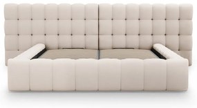 Bézs kárpitozott ágyneműtartós franciaágy ágyráccsal 180x200 cm Mamaia – Micadoni Home
