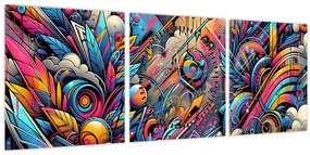Kép - Színes graffiti (órával) (90x30 cm)