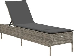 vidaXL szürke polyrattan napozóágy párnával
