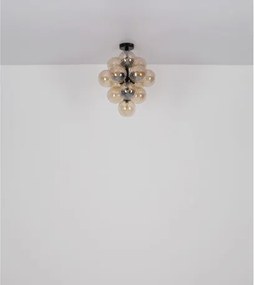 Globo 56146D Mennyezeti lámpa, fém matt fekete, borostyánszínű üveggolyók, ø: 395mm, M: 500mm, 13x G9 LED 4W 230V izzók nélkül