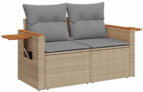 vidaXL 10 részes bézs polyrattan akácfa kerti ülőgarnitúra párnával