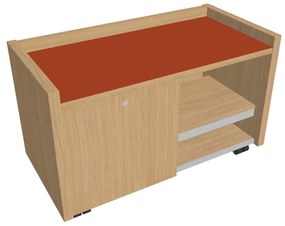 Verno mobil konténer 100 x 50 cm üveggel, bal, világos tölgy / narancs