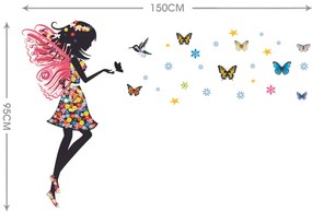 Falmatrica "Tündér lepkékkel és kolibrivel" 95x150 cm