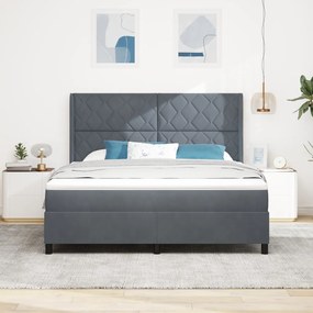 Boxspring Ágy Matrac Kép sötétszürke 180x200 cm bársony