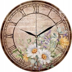 Dekoratív Rusztikus Falióra Virág motívummal 35 cm