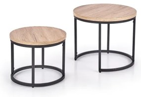 2 db-os JENO dohányzóasztal szett, tölgy/fekete