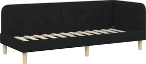 vidaXL Sarokágy keret fejtámlával Fekete 80 x 200 cm szövet