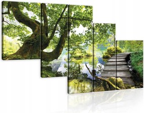 Vászonkép 170x100 Természet erdő tó folyó nyugalom nyár tájkép