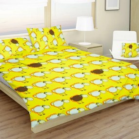 Sárga Bárány gyerek pamut ágyneműhuzat TiaHome - 1x Párna 90x70cm, 1x Paplan 140x200cm