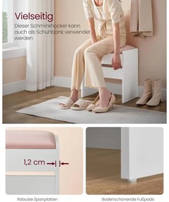 Sminkasztalhoz való ülőke, mattfehér–pasztell rózsaszín