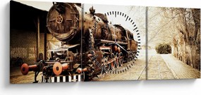 Kép - történelmi mozdony (órával) (90x30 cm)