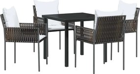 vidaXL Kert étkező szett 5 pcs Barna és fekete PE Rattan