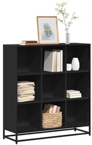 fekete szerelt fa és fém könyvszekrény 97,5 x 33 x 107,5 cm