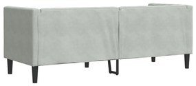 3 személyes világoszöld bársony Chesterfield kanapé párnákkal