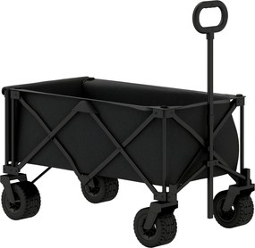 Outsunny Nyaralókocsi Nagy Kerekekkel Összecsukható Kertikocsi Állítható Fogantyúval, Bővíthető Hátsó Ajtóval, 100 kg Teherbírás, Minden Terepen Haszn