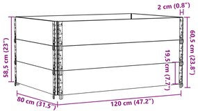 vidaXL fekete tömör fenyőfa kerti növénytartó 120 x 80 cm