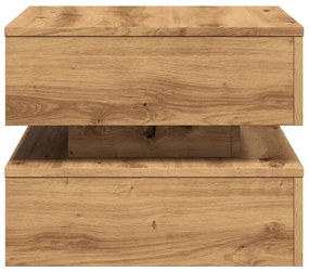 kézműves tölgy színű dohányzóasztal LED-lámpákkal 50x50x40cm