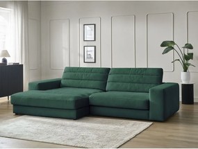 Zöld bársony sarokkanapé (bal oldali-heverő résszel) Sierra – Bobochic Paris