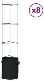 8 db acél és polipropilén paradicsomketrec növényzsákkal 154 cm