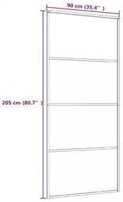 fekete alumínium és ESG üveg tolóajtó 90 x 205 cm