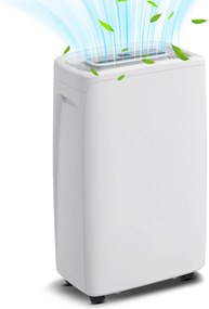 HOMCOM Elektromos Légszárító 12L/nap Vízgyűjtő Tartály 1.5L Csendes Légszárító 4 Üzemmóddal 2 Sebességgel Kerekekkel LED Kijelző Időzítő 10-25 m²-es T