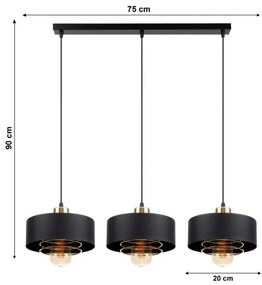 Csillár zsinóron VEST 3xE27/60W/230V