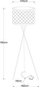 Globo 15228S1 Állólámpa textil ,fekete-ezüst,kábel 1,8 m, Schalter, ø: 620, H:1600, exkl. 1xE27 60W 230V