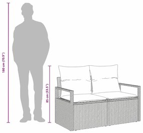 2 személyes kertiki sofa párnákkal fekete polirattan
