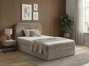 Kárpitozott boxspring ágy FORENA 90x200 cm bézs Matrac: Bonell rugós matrac