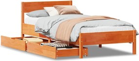 vidaXL viaszbarna tömör fenyőfa ágy matrac nélkül 90 x 190 cm