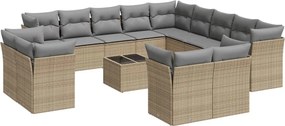 vidaXL 14 részes bézs polyrattan kerti ülőgarnitúra párnával