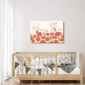 Kép - Madarak egy virágzó réten (90x60 cm)