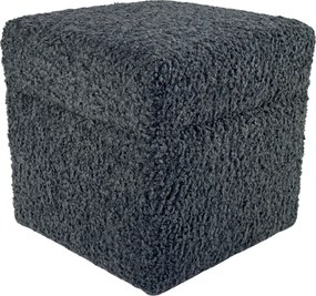 Négyzet alakú nyitható puff rolf teddy bouclé bárány szín sötétszürke