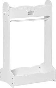 HOMCOM Gyermek Kabáttartó Polcokkal és Oldalsó Kampókkal, Fa Bútor Gyermek Szobába, 70.5x37x103cm, Fehér | Aosom