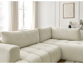 Bézs kinyitható-tárolóhelyes sarokkanapé (jobb oldali-L alakú) Fuji – Bobochic Paris