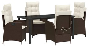 vidaXL Kert étkező szett párnával 5 pcs Barna polirattan