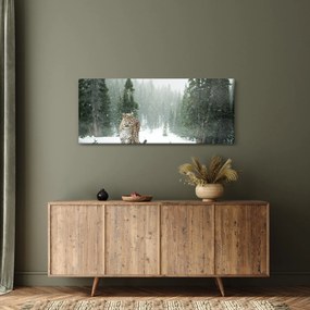 Leopárd a hóban képe (120x50 cm)