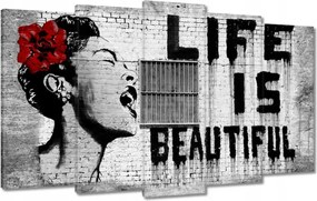 Festmények 100x60 Banksy Life is Beautiful
