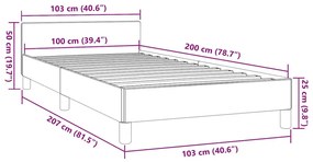 kék szövet ágykeret fejtámlával matrac nélkül 100 x 200 cm