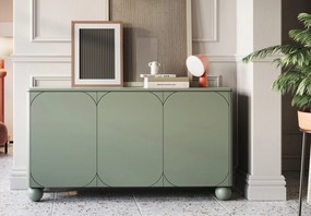 Sonatia II háromajtós komód, gömb lábakon - 150 cm - oliva színű