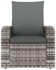 szürke polyrattan dönthető kerti szék párnával