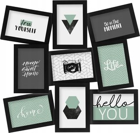 Képkeret Akasztós Multikeret Fekete Kollåzs 9 Képhez 46,5X49,5 CM