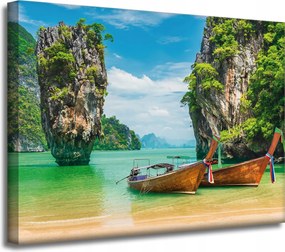 Vászonkép Csónakok a parton Víz Tájkép 40x30 cm