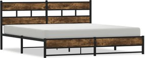 vidaXL füstös tölgy színű fém ágykeret matrac nélkül 200 x 200 cm