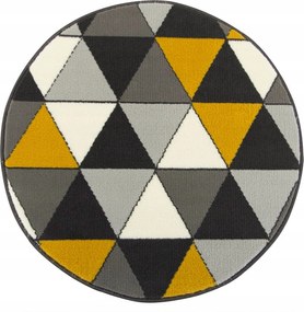 Kerek Szőnyeg Geometrikus Mézes Mustár Háromszögek Luna átm. 80 cm