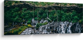 Vízesések képe a természetben (órával) (90x30 cm)
